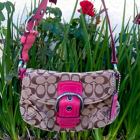 Y2K Coach Signature SOHO SHOULDER BAG PINK VINTAGE # M0773-11860 - Picture 1 of 9